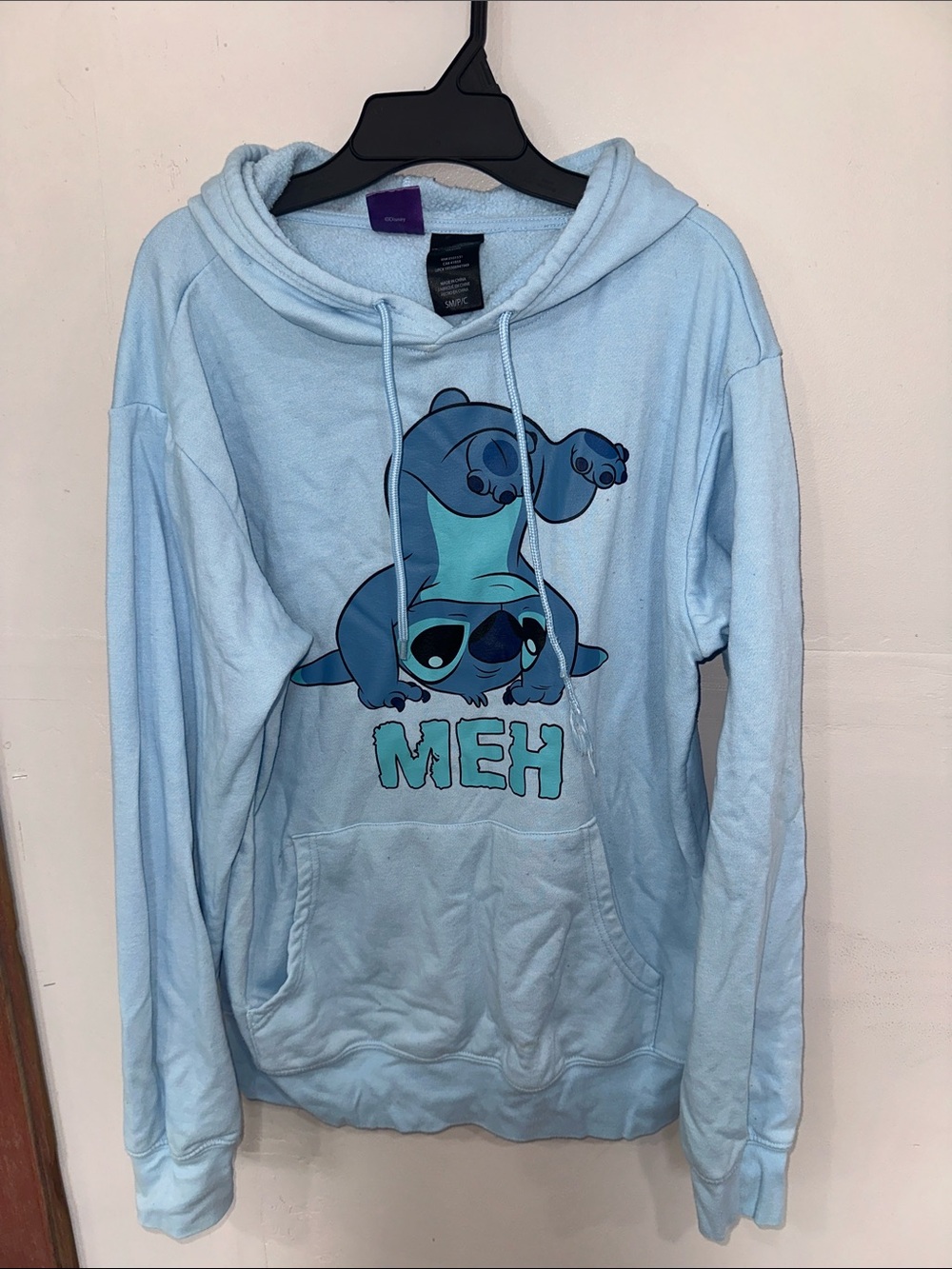 Disney Light Blue Stitch "MEH" Graphic Hoodie